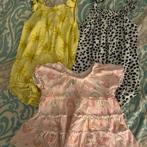 Old Navy Pink Rainbow and Yellow Sun Baby Romper Set